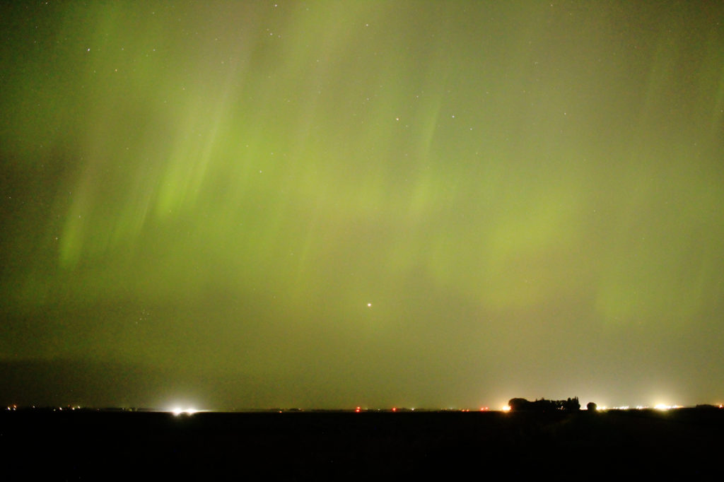 Aurora borealis above the plain