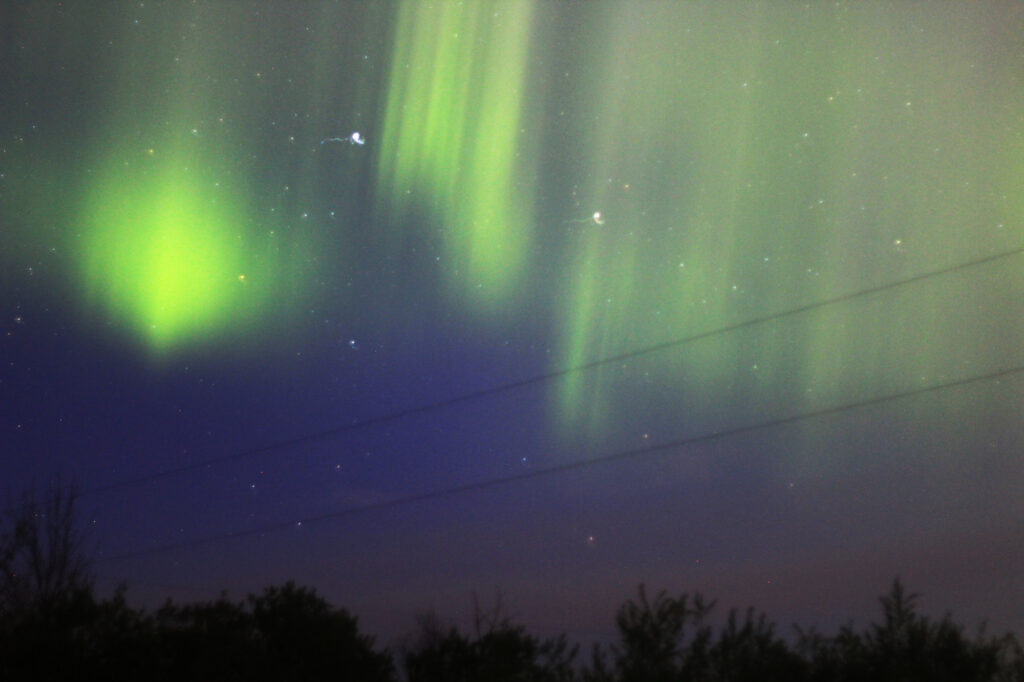 Aurora Borealis - curtains of green and a blob of green
