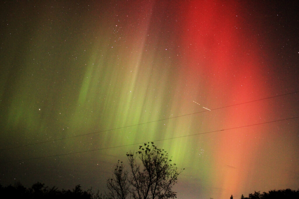 The aurora borealis, red above, green below