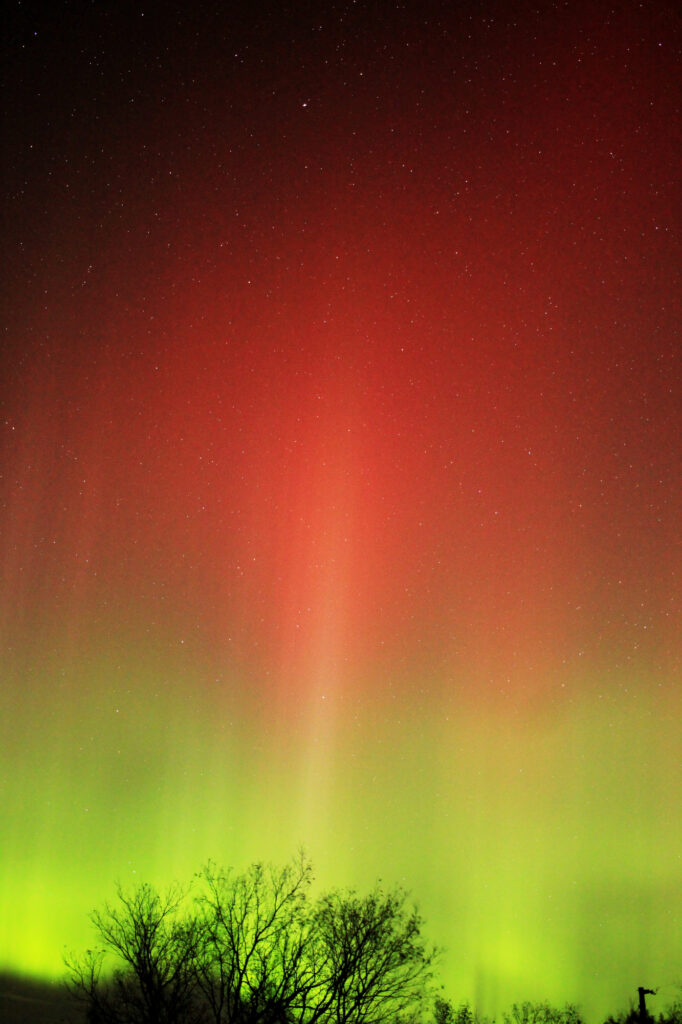 The aurora borealis, red above, green below