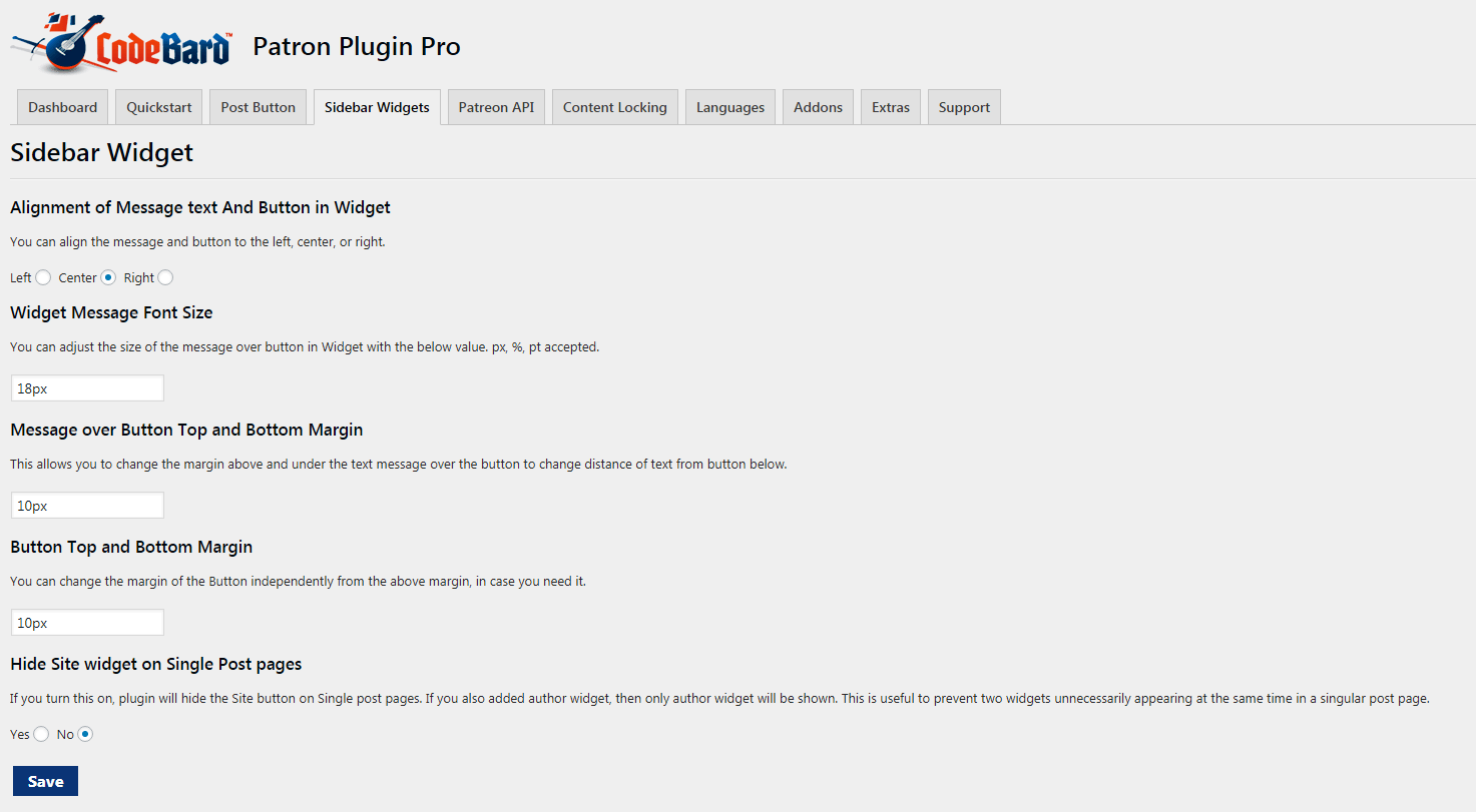 Customizing Sidebar Widgets Patron Plugin Pro Demo