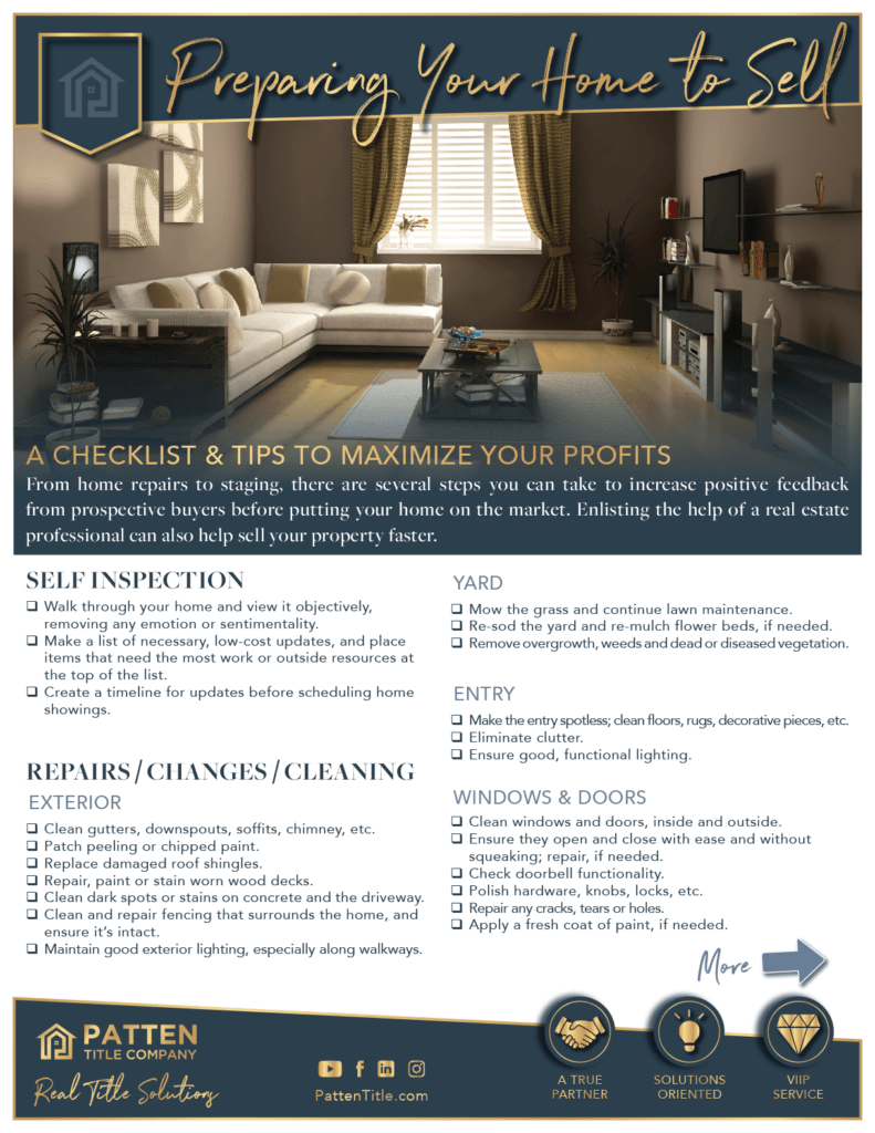 Preparing Your Home to Sell Patten Title Company