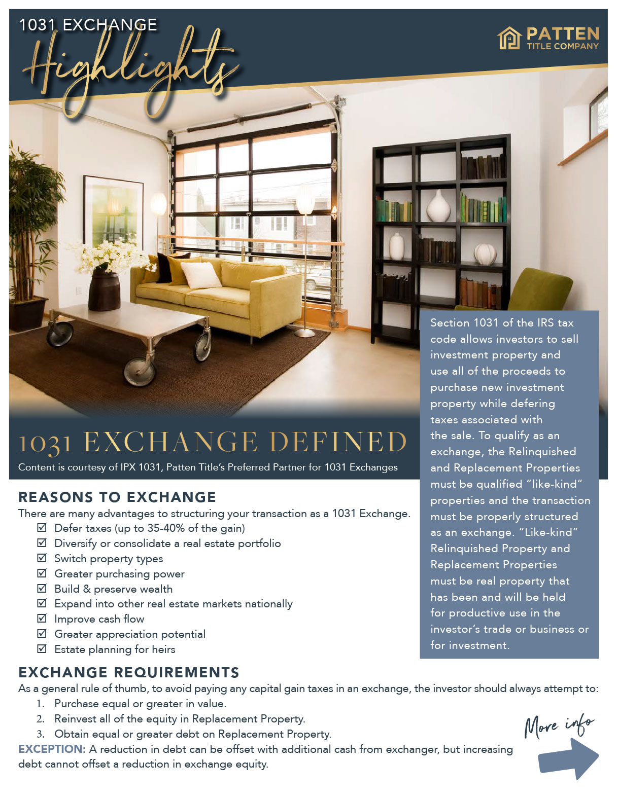 Highlights of a 1031 Exchange Patten Title Company