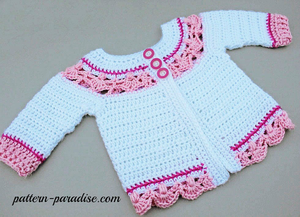 Crochet Pattern: Jasmine Baby Sweater - Pattern Paradise