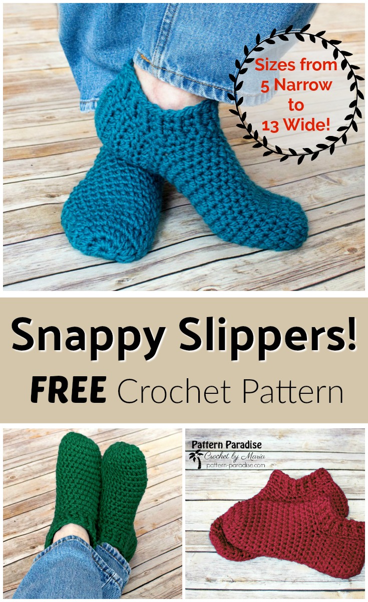 Free Crochet Pattern Snappy Slippers Pattern Paradise