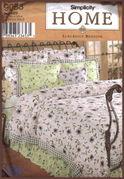 Simplicity 9088 Bedding Duvet Cover, Dust Ruffle, Pillow Shams
