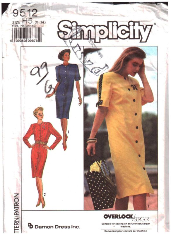 Simplicity 9512 Dress Size H5 614 Used Sewing Pattern