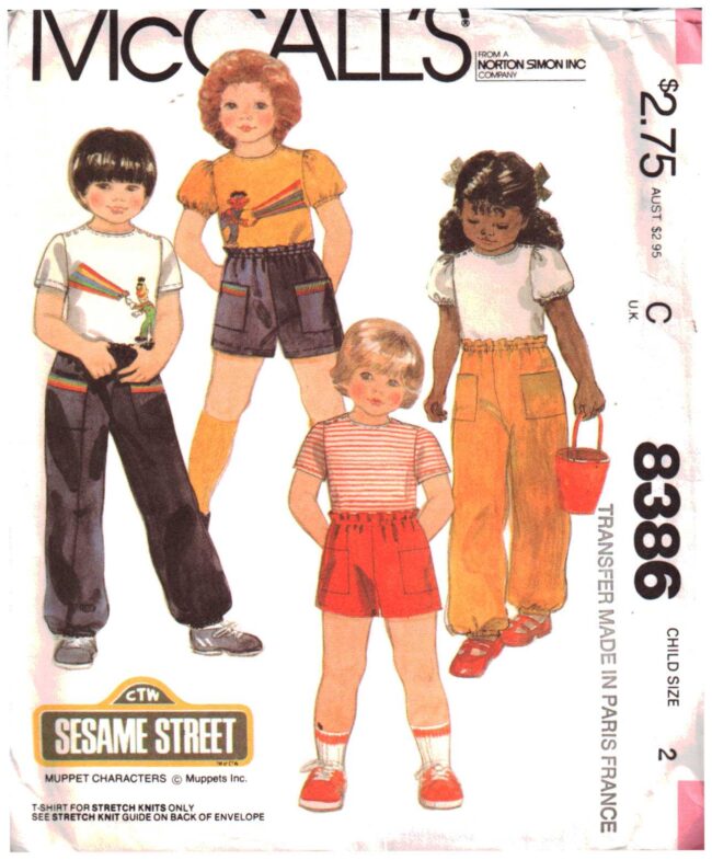 McCall's 8386 Childs TShirt, Pants, Shorts Size 2 Used Sewing Pattern