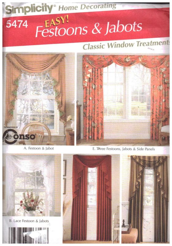 Simplicity 5474 Window Treatments Size One Uncut Sewing Pattern