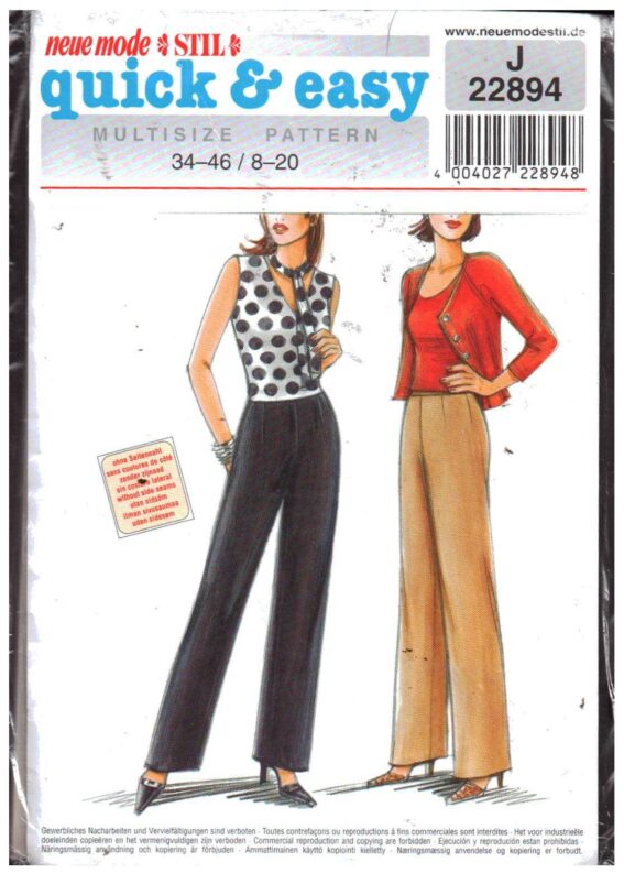 Neue Mode J22894 Pants Size 820 Uncut Sewing Pattern