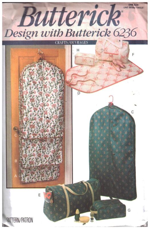 Butterick 6236 Garment Bags, Totes, Accessories Cases Size One Uncut