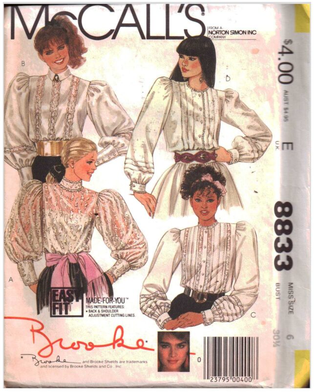 McCall's 8833 Blouses Size 6 Bust 30.5 Uncut Sewing Pattern