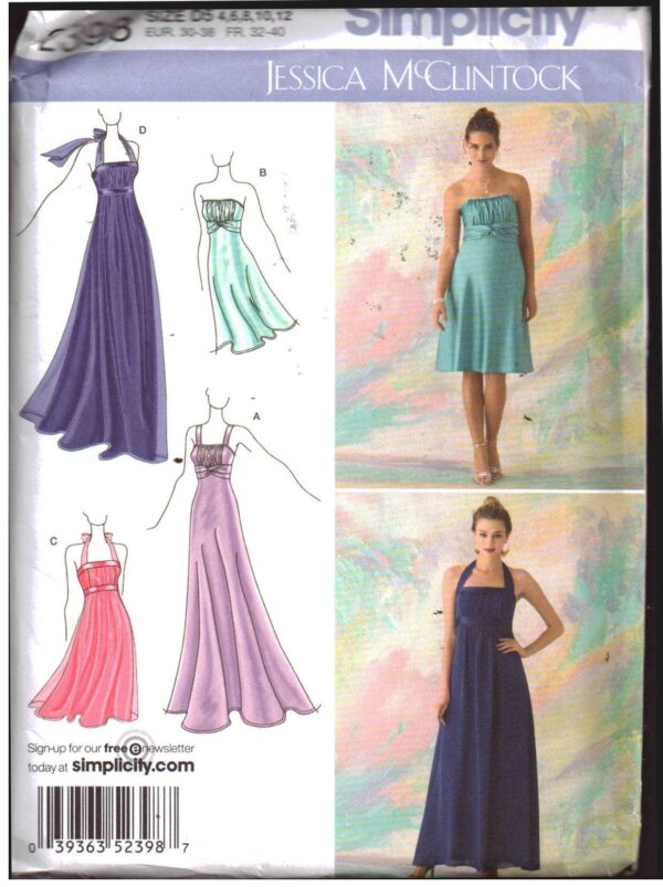 Simplicity 2398 Evening Dress intwo lengths Size D5 4681012 Uncut