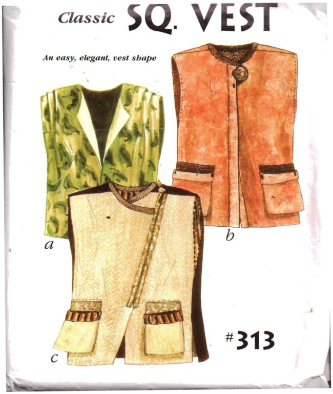 Design & Sew 313 SQ. Vest by Lois Ericson Size XSXL Uncut Sewing Pattern