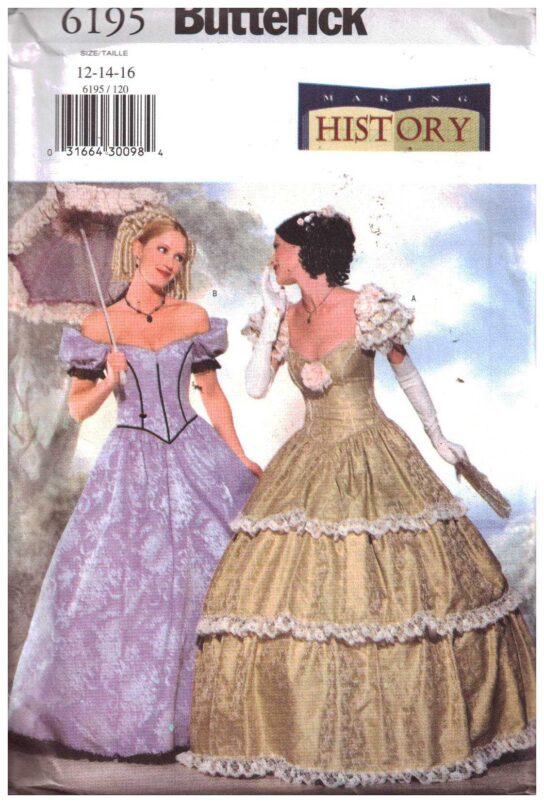 Butterick Butterick 6195 Misses Historical Costume Southern Bell Size 6810 or 121416 Uncut