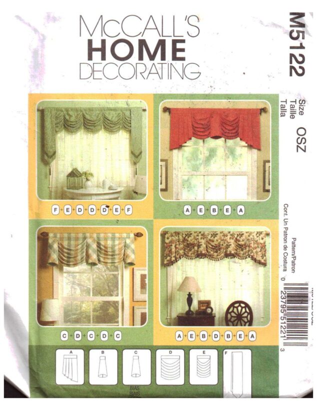McCall's M5122 Mix'n Match Valances Size One Uncut Sewing Pattern