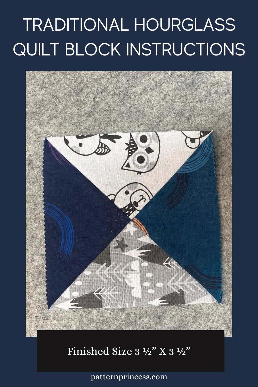 4 At a Time Easy Hourglass Quilt Block Tutorial Pattern Princess