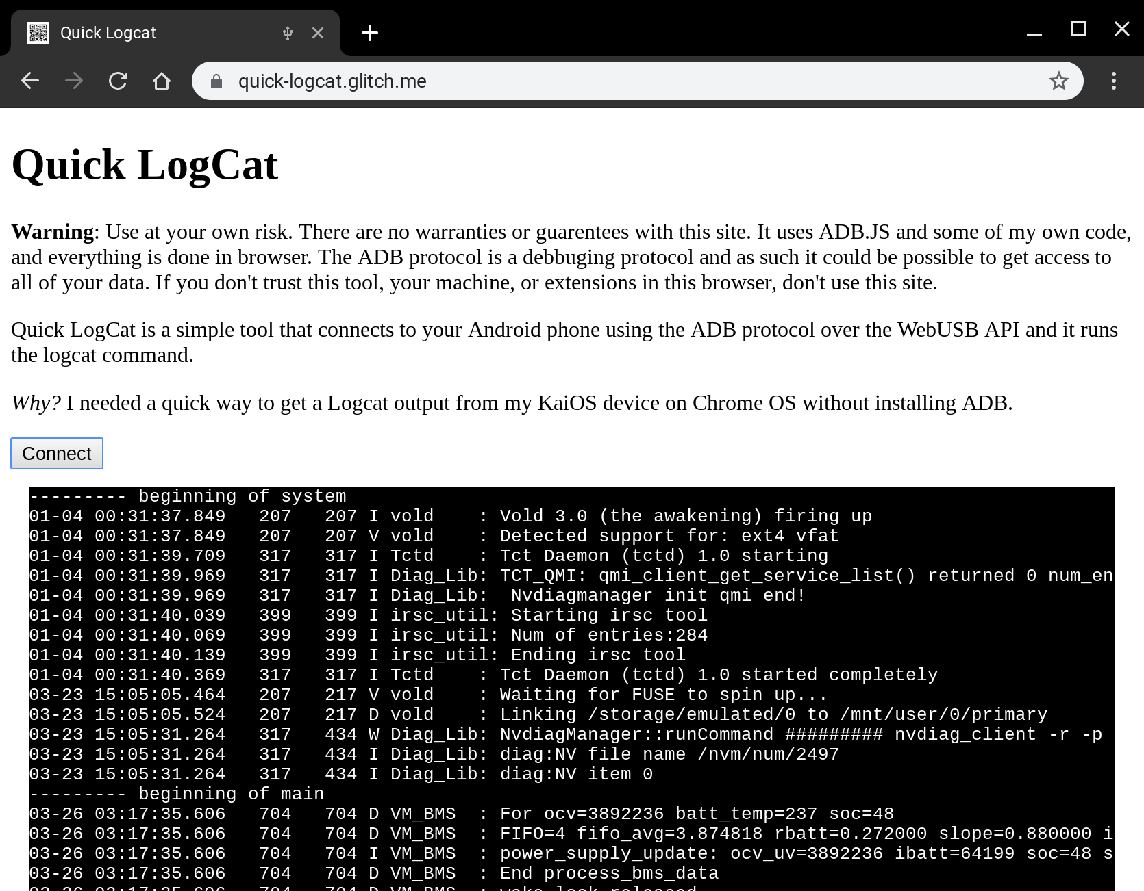 Quick Logcat debugging android from the web