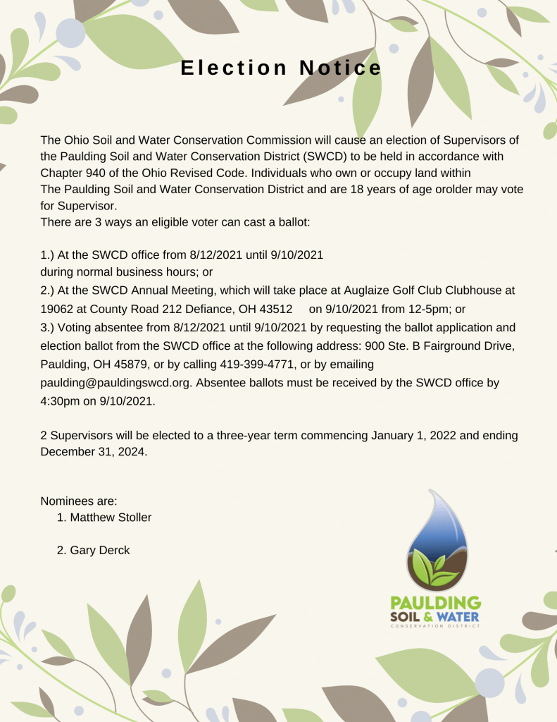 Election Notice Paulding Soil & Water Conservation District