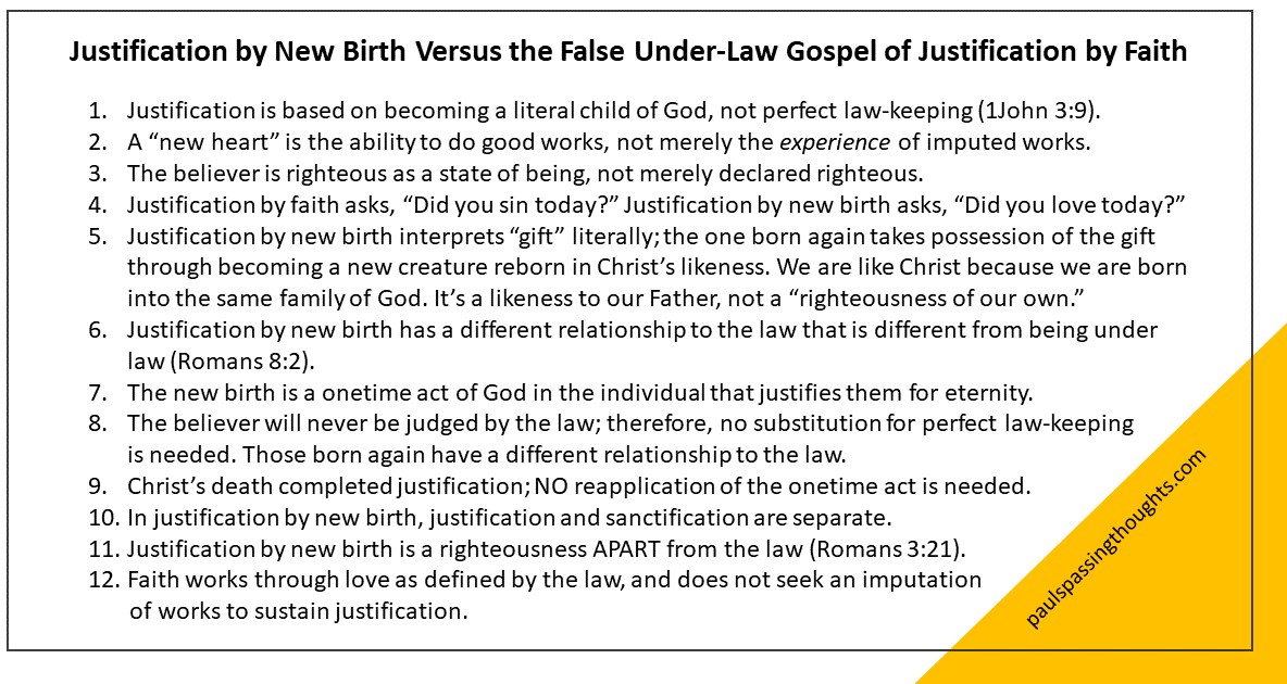 Justification by New Birth Versus the False UnderLaw Gospel of