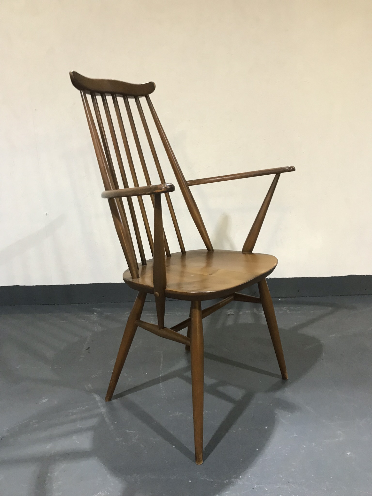 Set of Four Vintage ERCOL Windsor Goldsmith Dining Chairs Pavement
