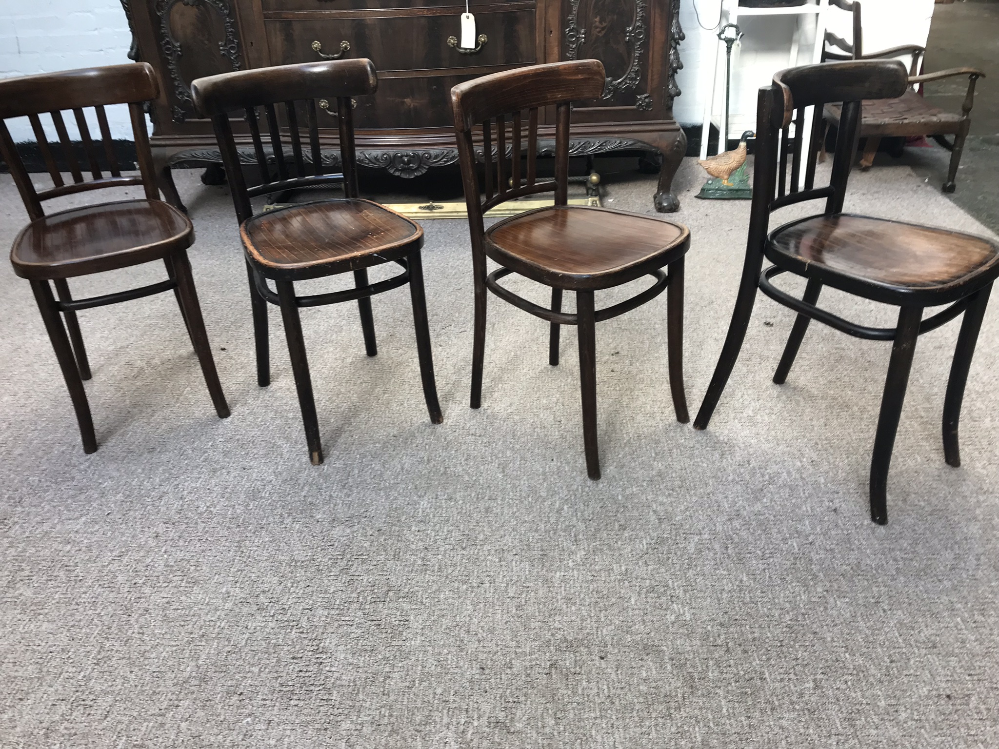 4 x Antique Bentwood Chairs Krakow, Poland Style of Early 20th Century Pavement Vintage