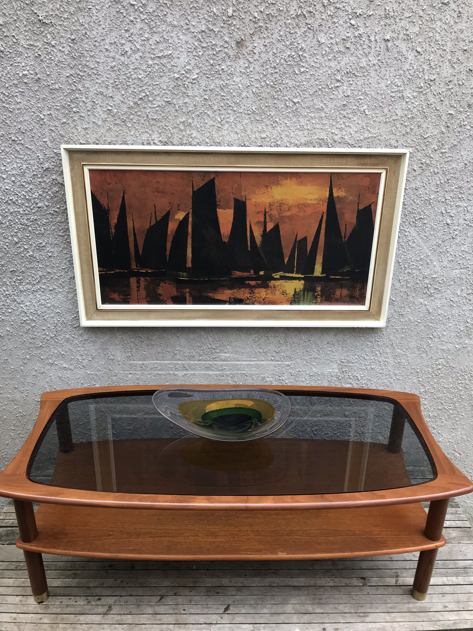 E Gomme GPlan Rectangular Coffee Table with Smoked Glass Top Pavement Vintage