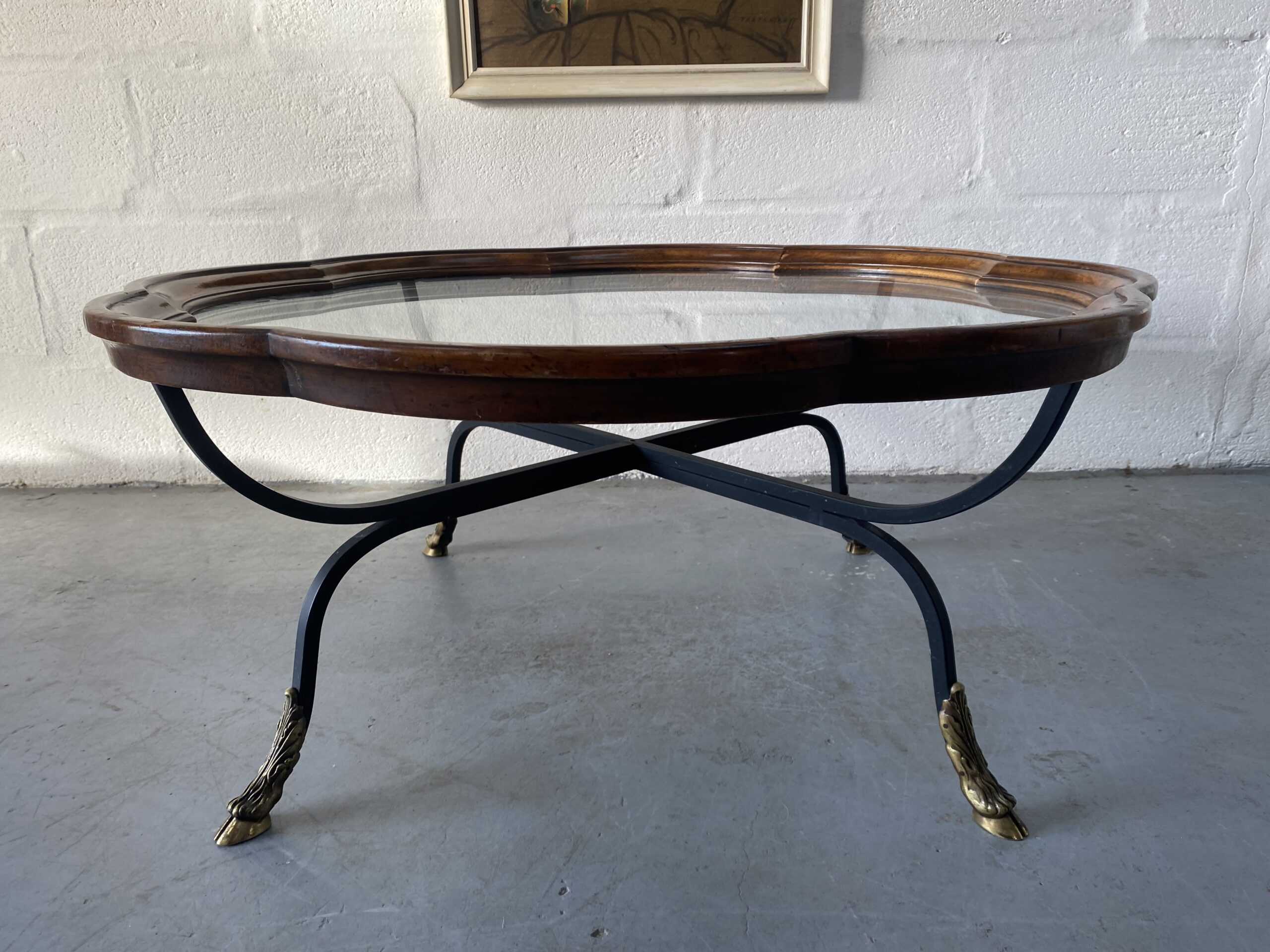 Mid Century Hollywood Regency Hoof Foot Coffee Table by Drexel