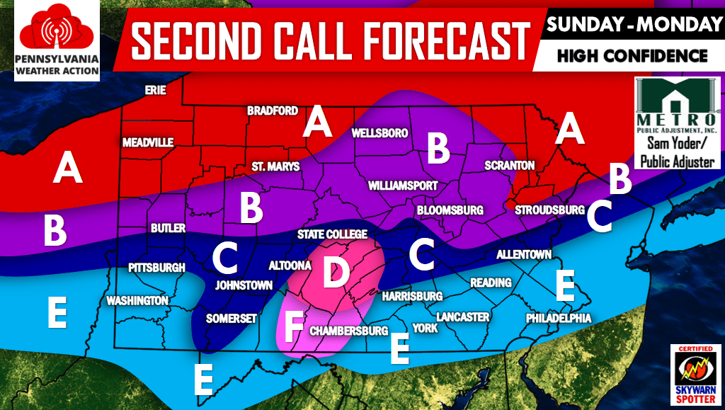 Second Call Forecast For Approaching Winter Storm PA Weather Action