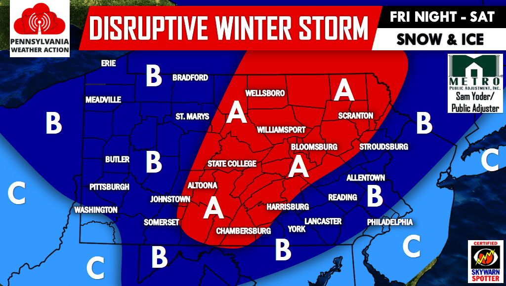 Significant Winter Storm Possible Friday Night into Saturday PA