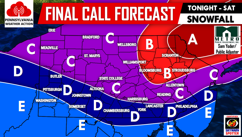FINAL CALL For Significant Snow & Ice Storm Tonight into Saturday PA