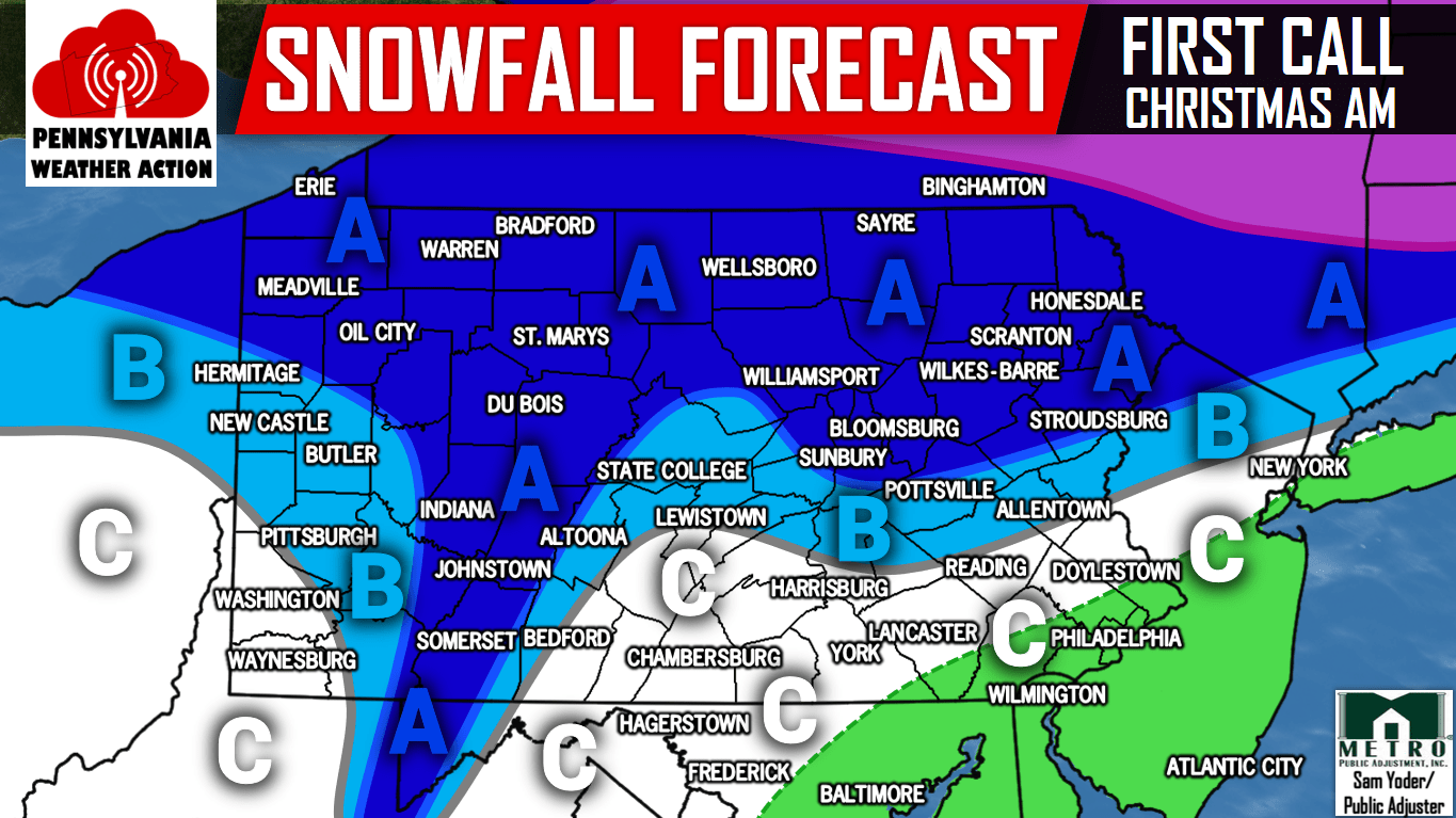 White Christmas Expected Across Much of PA Weather Action