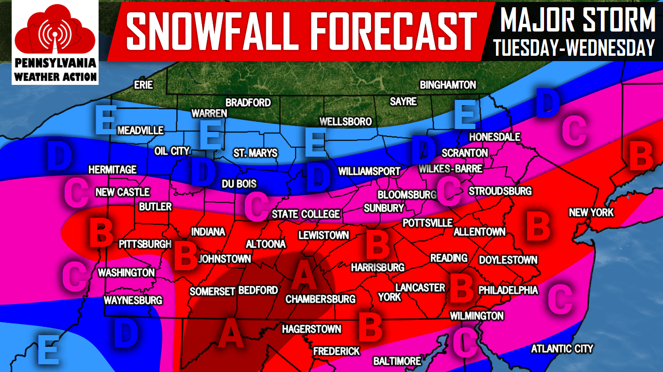 Major Springtime Winter Storm Tuesday into Wednesday, Final Call PA