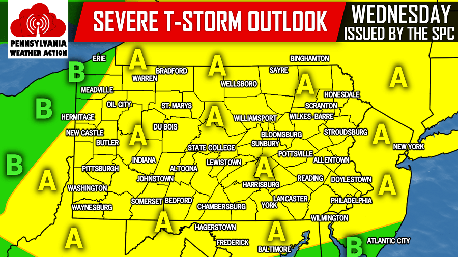 Severe Thunderstorms Capable of Producing Damaging Winds, Isolated Tornado Wednesday