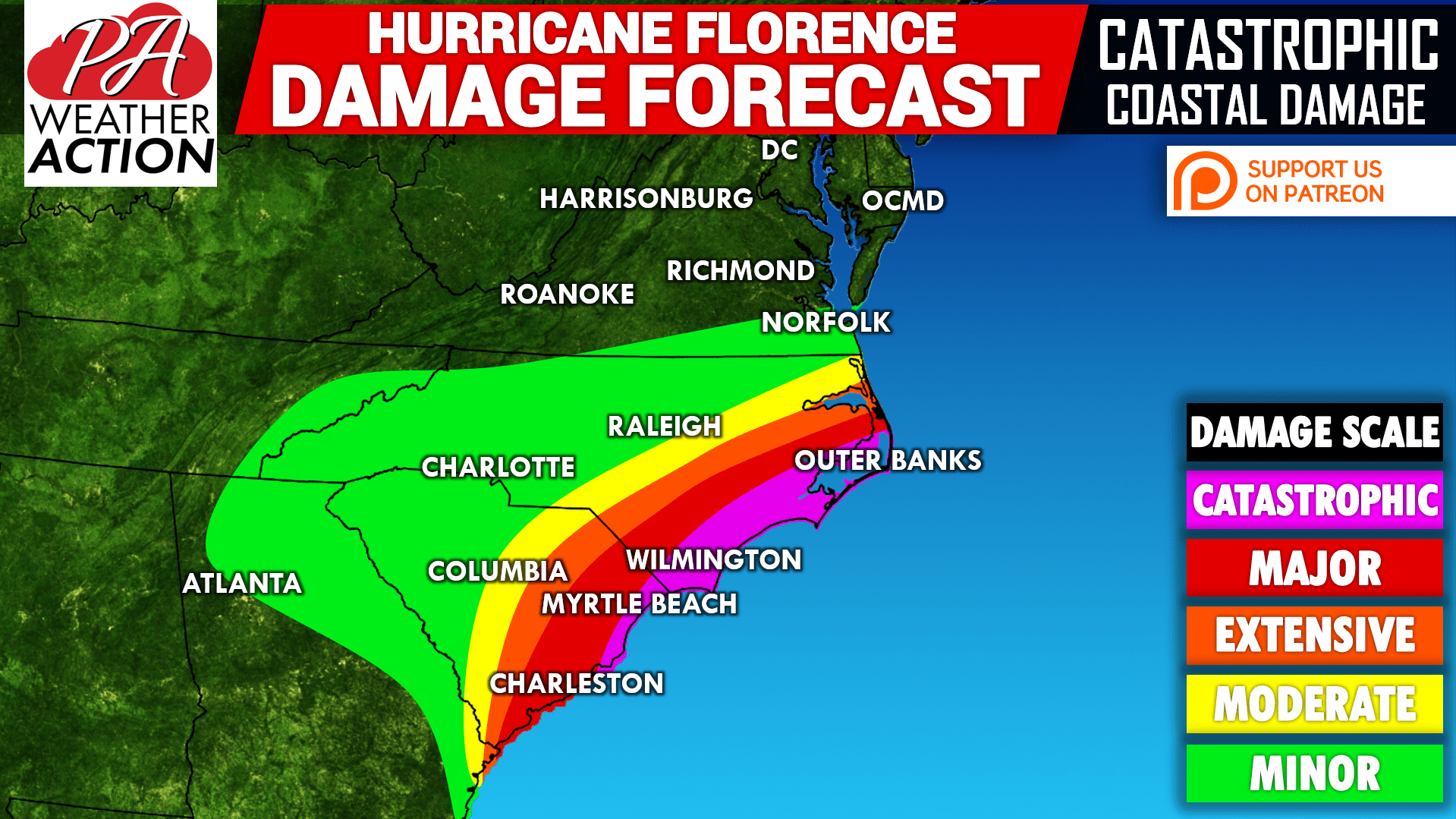 Major Hurricane Florence May Make Two Separate Destructive Landfalls in