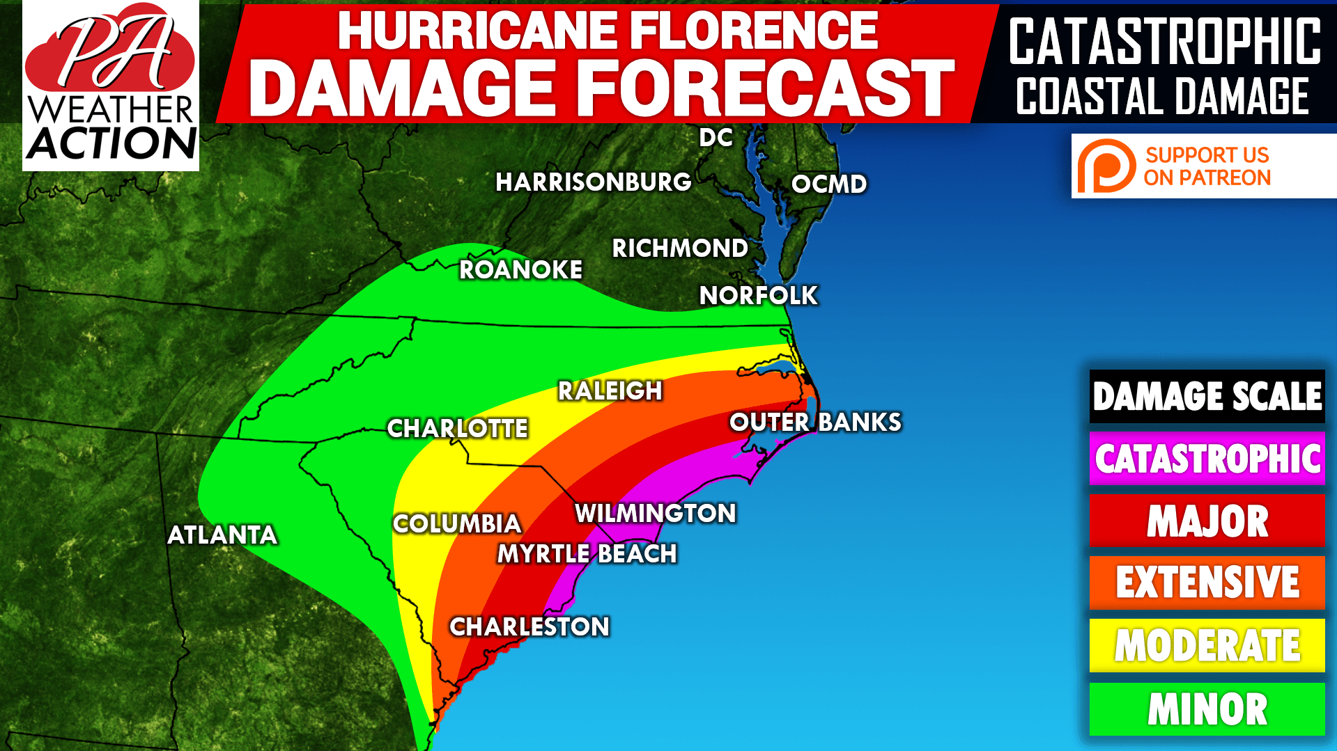 Major Hurricane Florence to Cause Catastrophic Damage to the North and