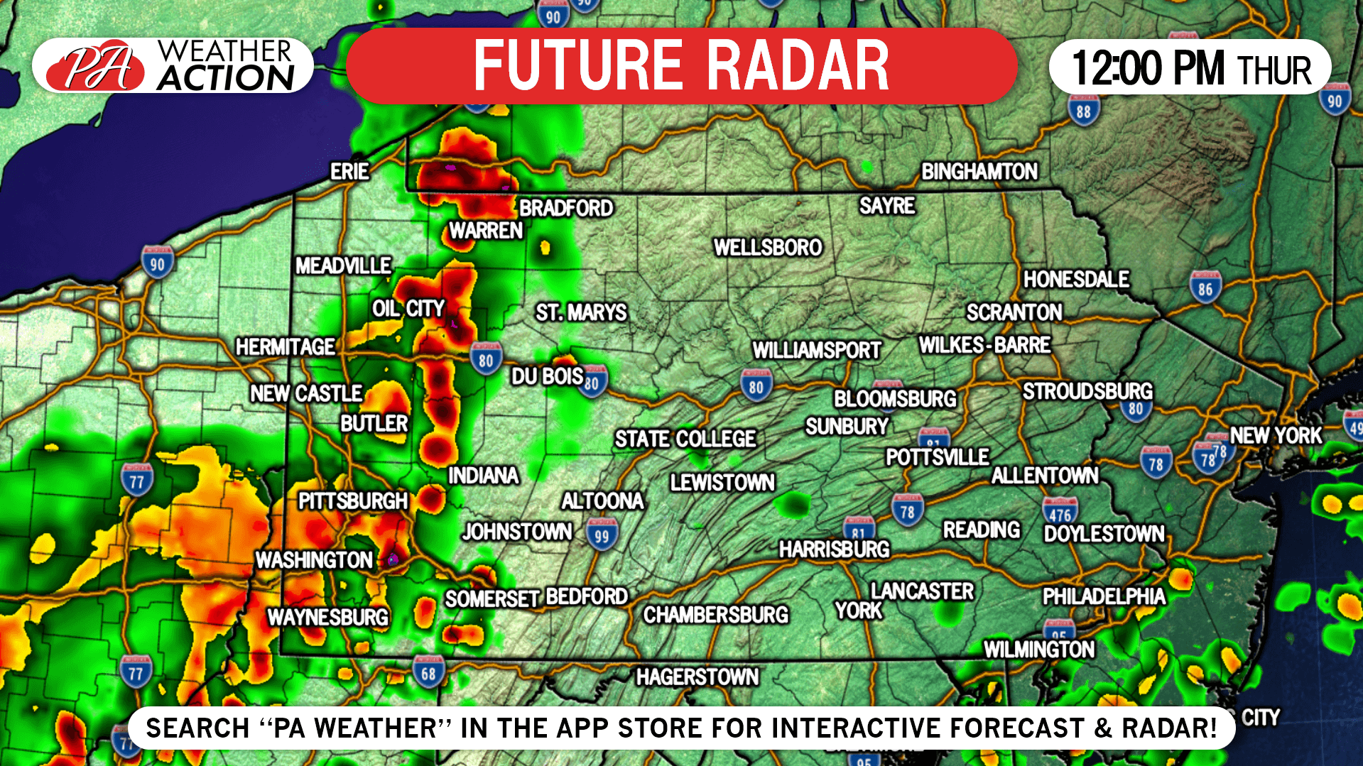 Updated Timing for Today's Strong to Severe Thunderstorms PA Weather