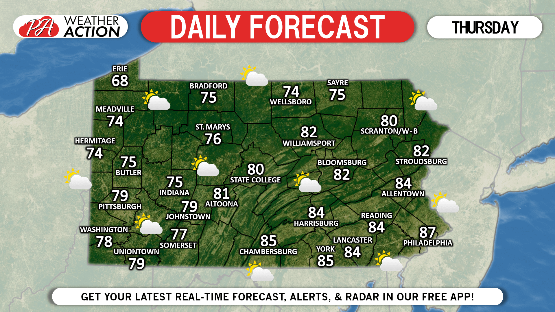 Daily Forecast for Thursday, June 6th, 2019 PA Weather Action