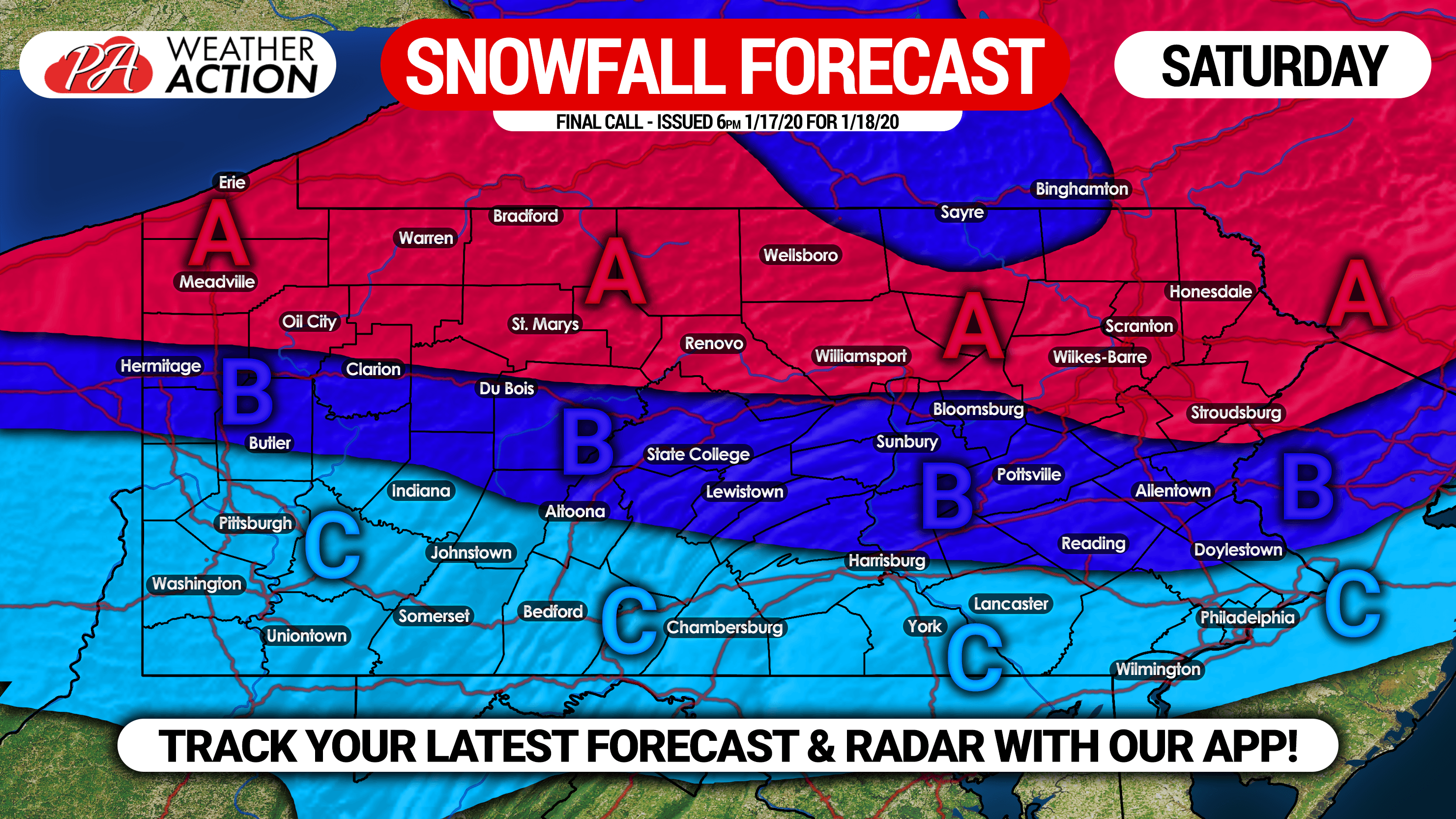 Final Call Snow and Ice Forecast for Saturday PA Weather Action