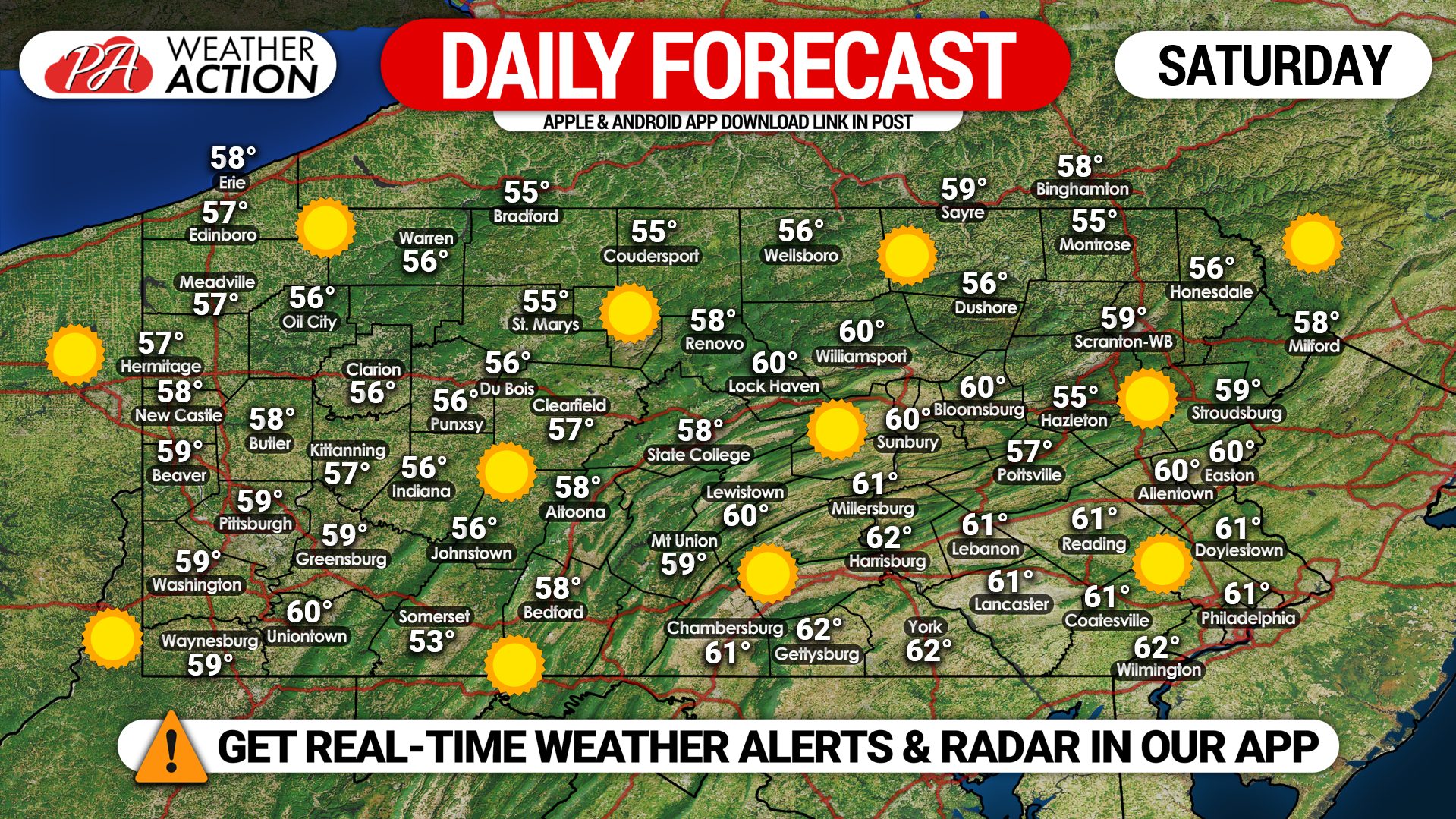 Daily Forecast for Saturday, October 17th, 2020 PA Weather Action