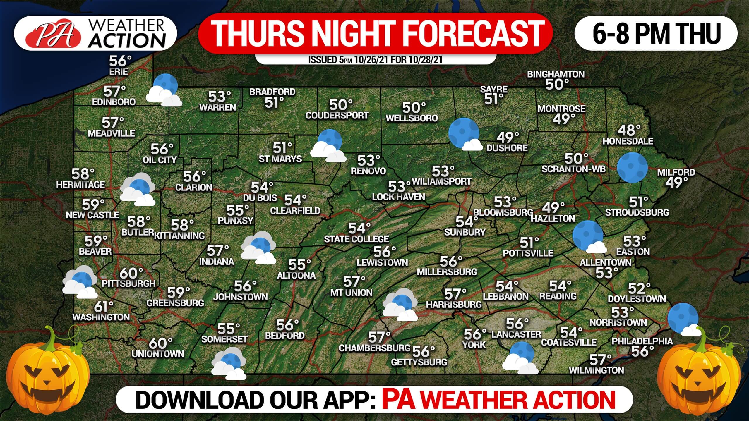 2021 Halloween TrickOrTreat Forecasts for Thursday Sunday Night