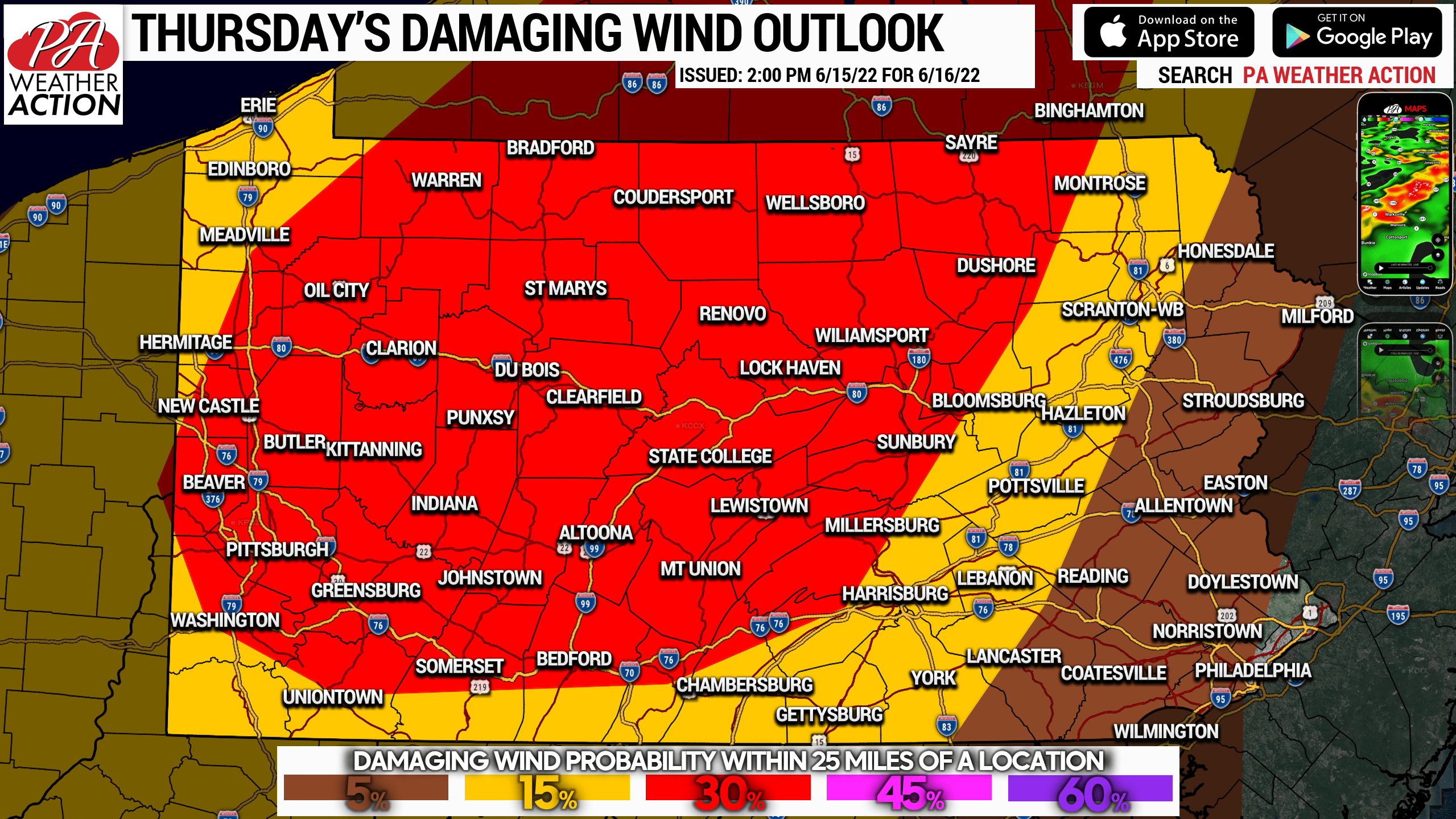 Thursday to Bring Severe Thunderstorms Across Sections of Pennsylvania