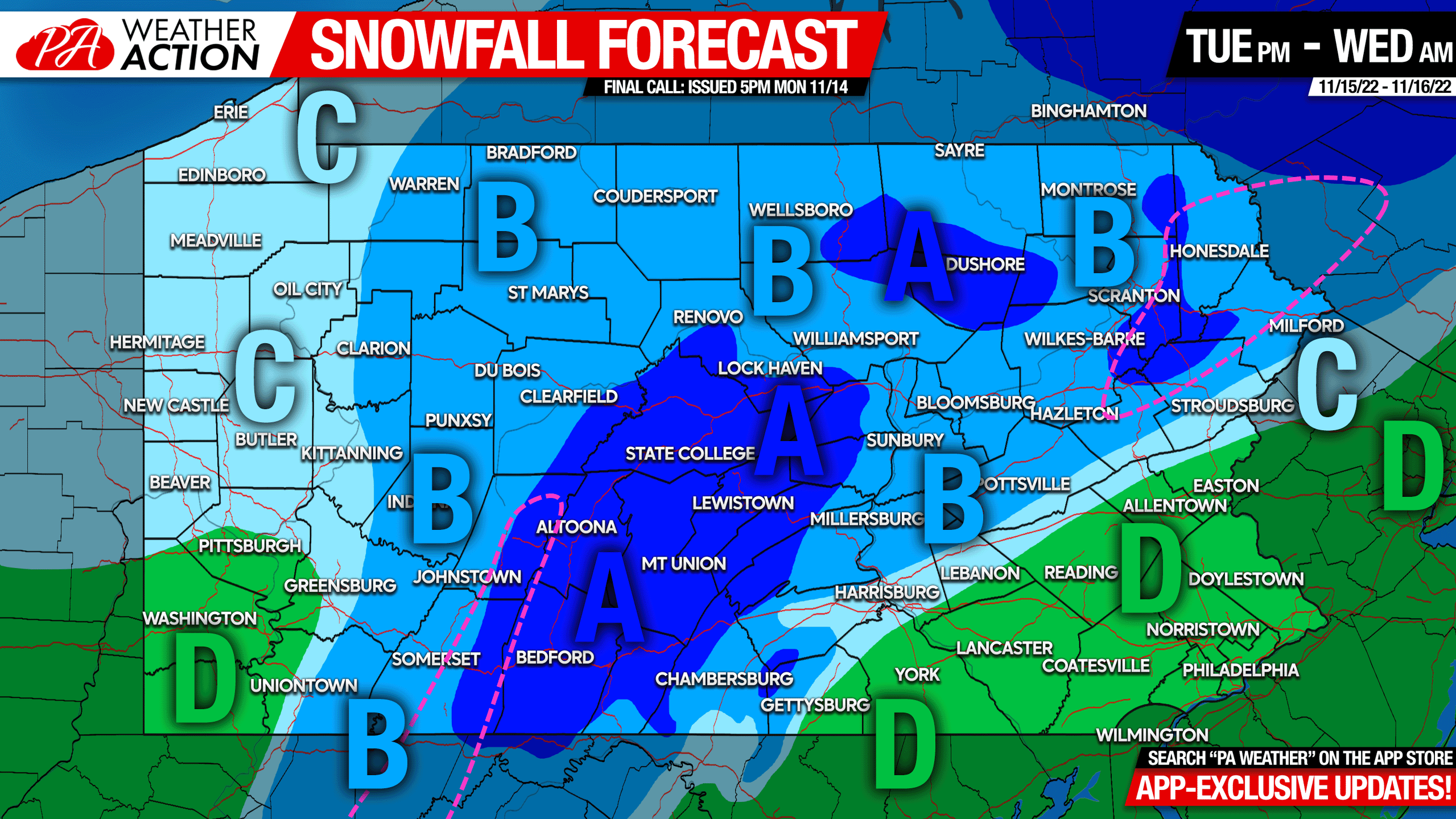 Final Call Snowfall Forecast for Tuesday’s Winter Storm; Amounts