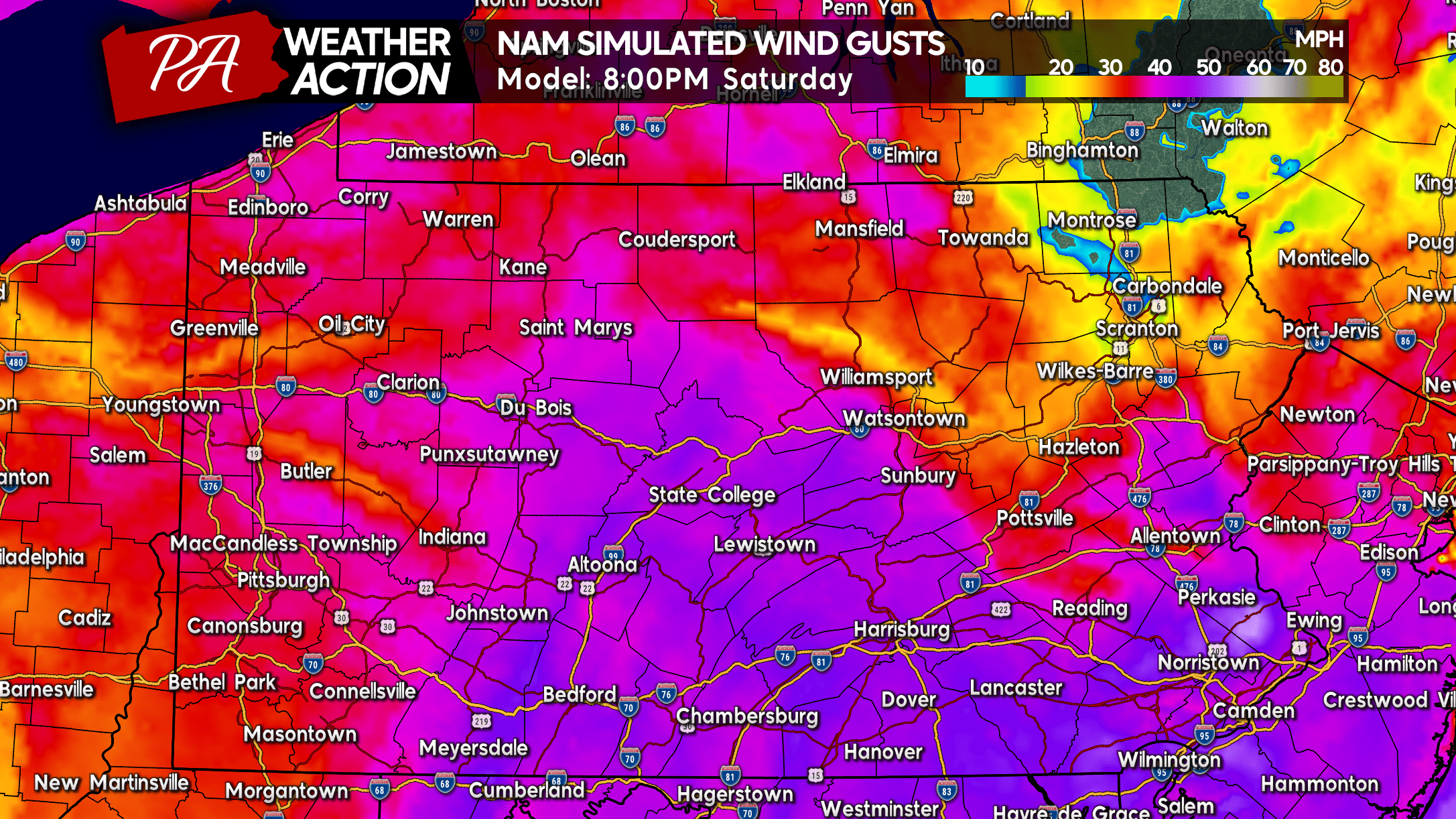 Damaging Winds Pose Power Outage Threat Saturday As Strong Cold Front Blasts Through