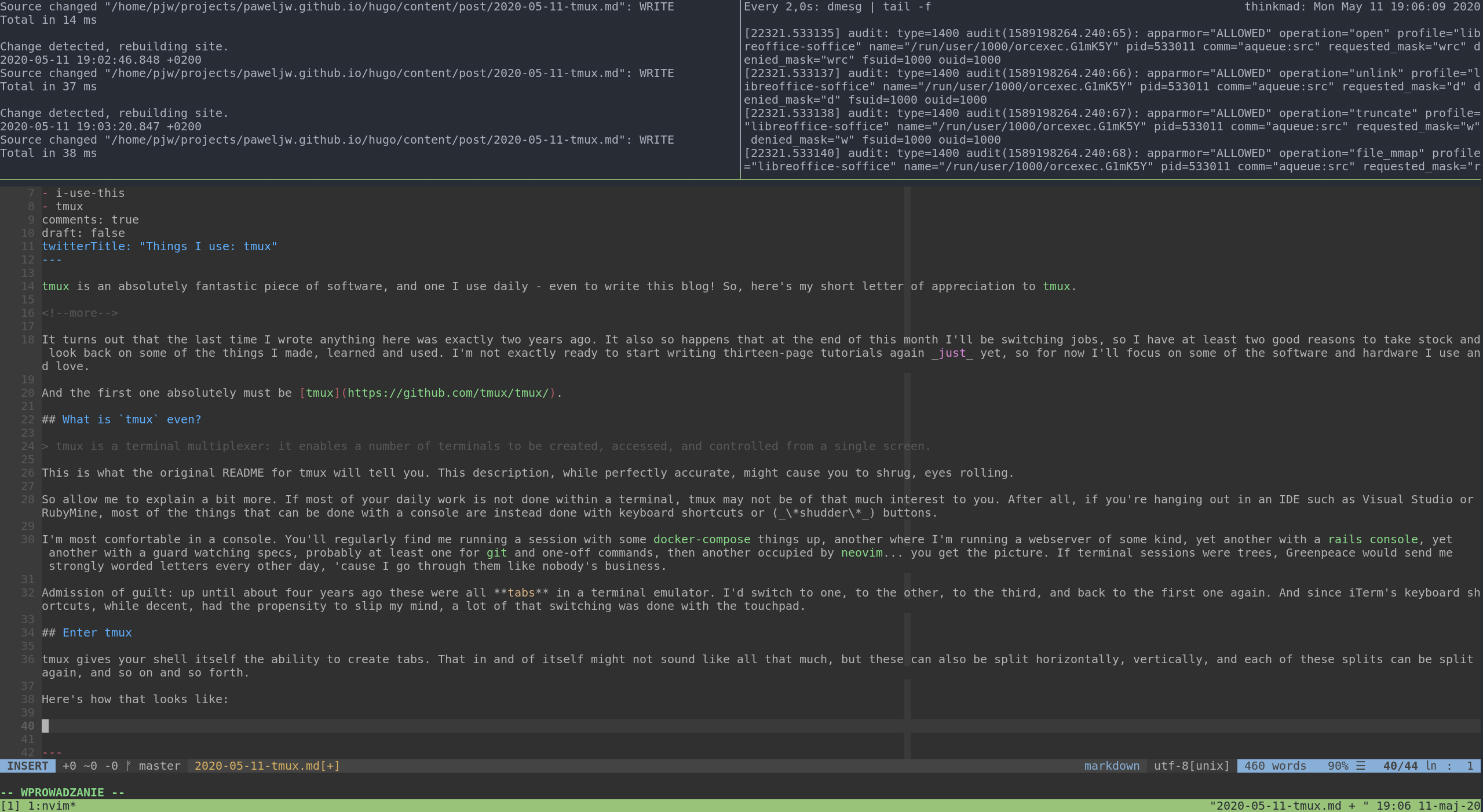 Things I use tmux