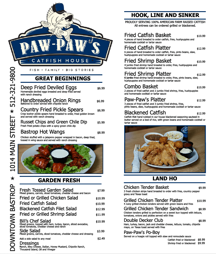 PawPaws Catfish House Bastrop, Texas