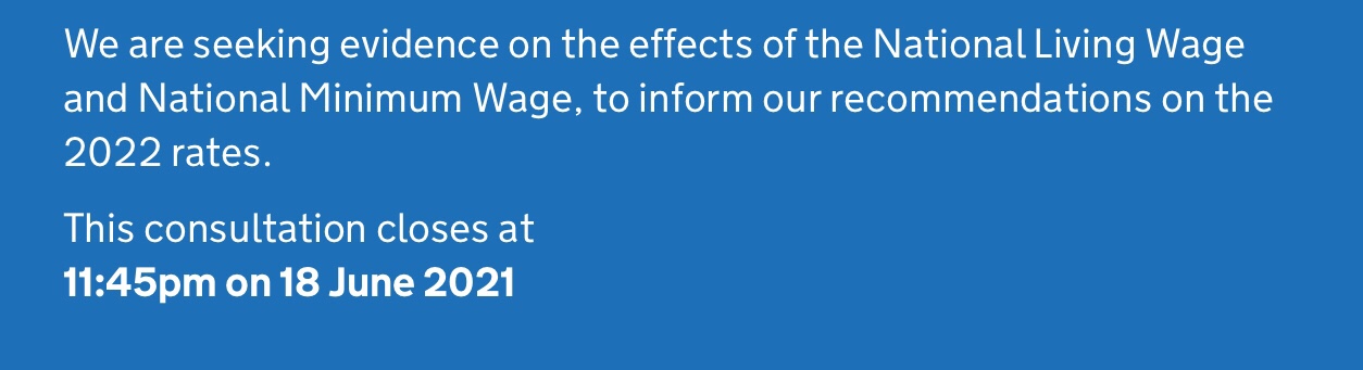 Low Pay Commission Consultation on April 2022 National Minimum Wage