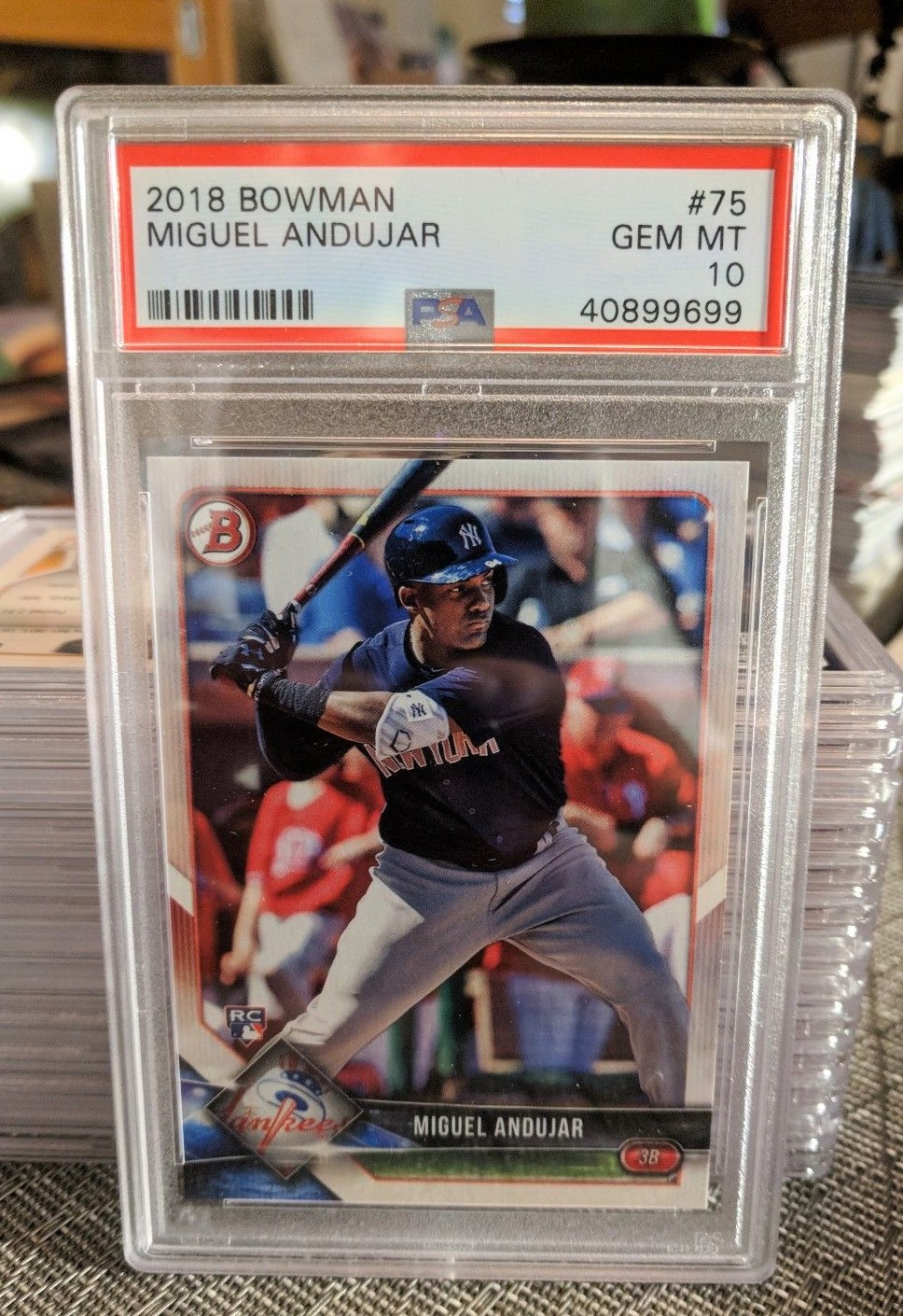 Lot Detail Miguel Andujar NY Yankees Bowman 2018 Rookie Card RC 75 PSA Grade 10 Gem Mint No