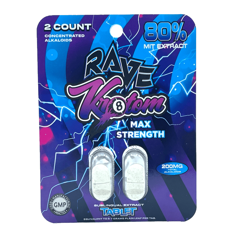 Buy Rave Kratom Max Strength Kratom Extract Tablets 2 ct