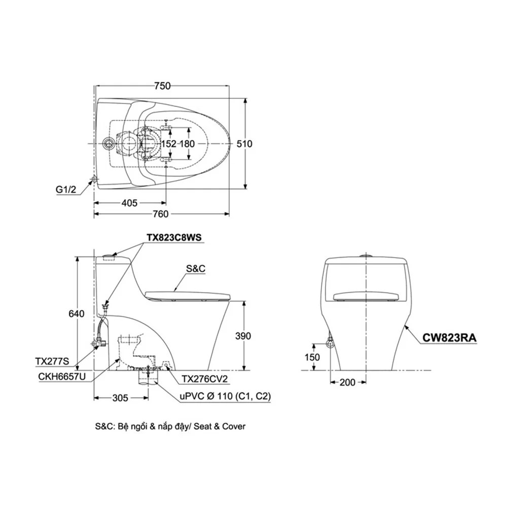 TOTO One Piece Toilet